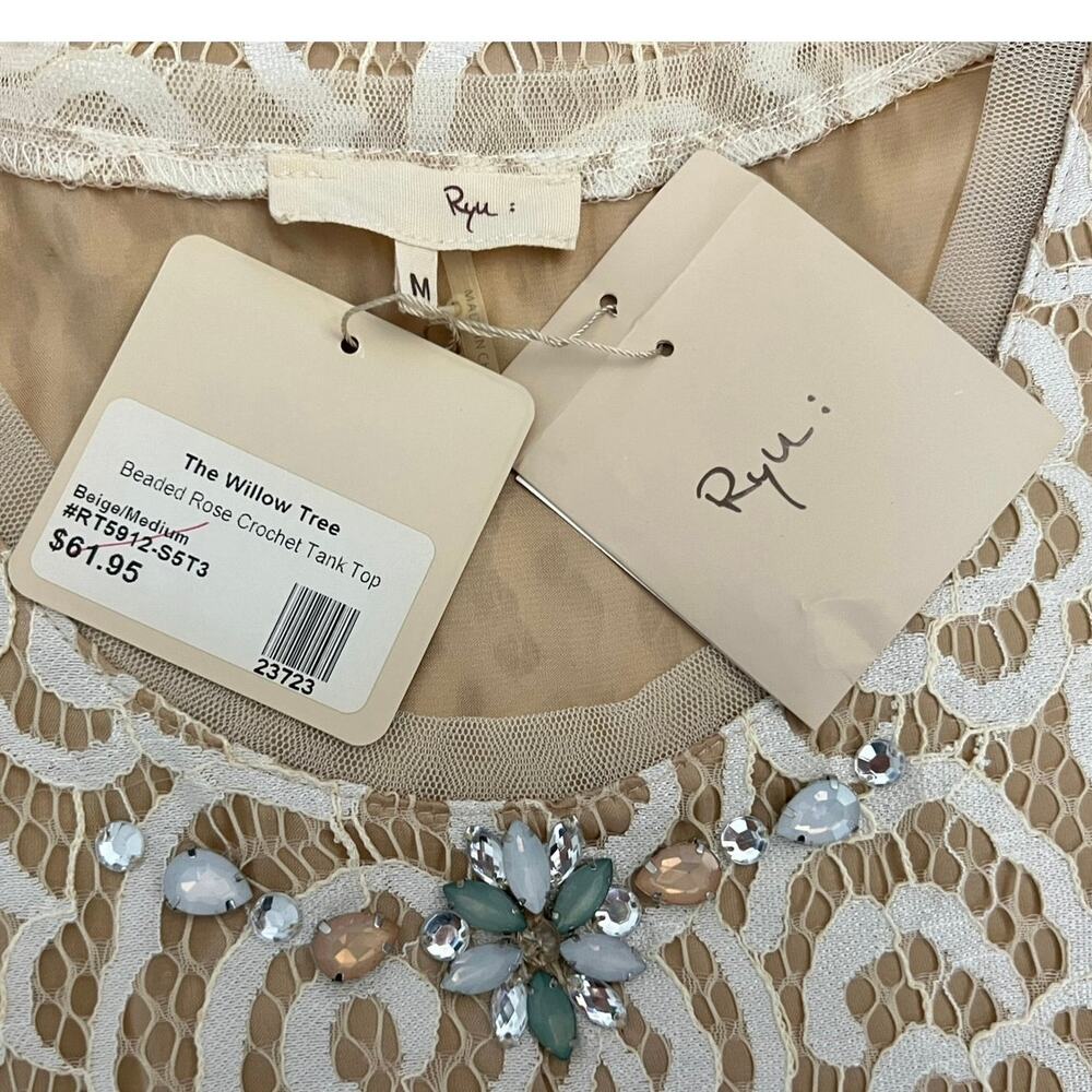 Rye Tanks Camisoles Women’s Sz M Tops Ivory Lace Coquette Feminine Sheer (1-NWT) - Picture 10 of 14
